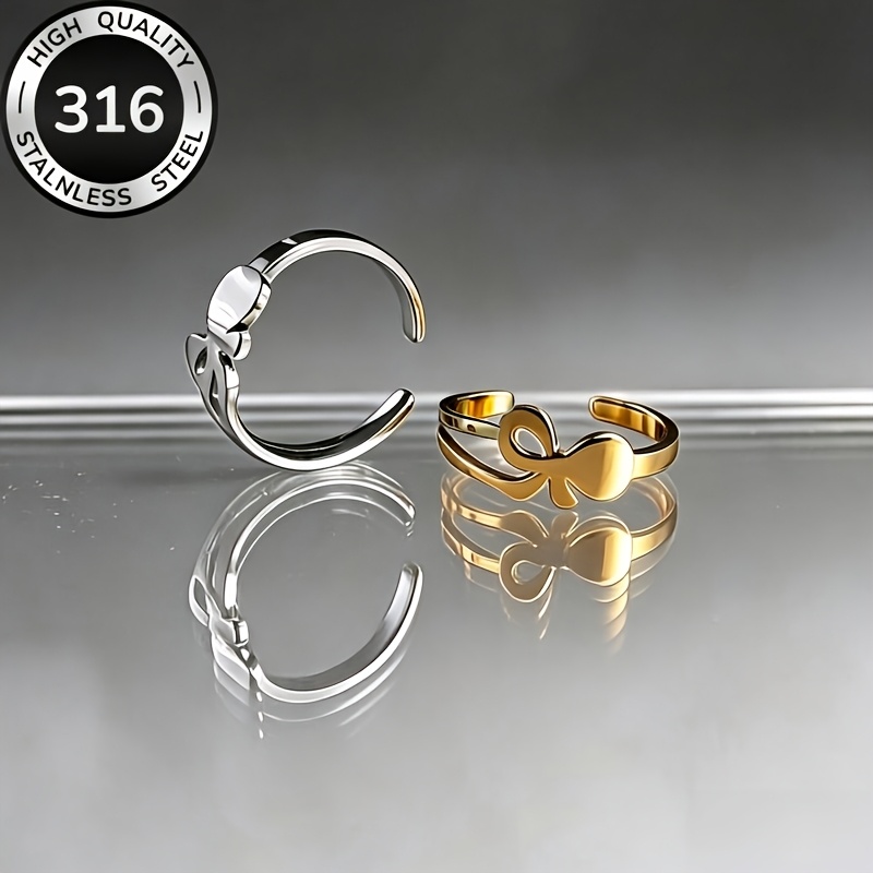 3pcs Geometric Hollow Open Rings Set for Women, Minimalist Slim Design